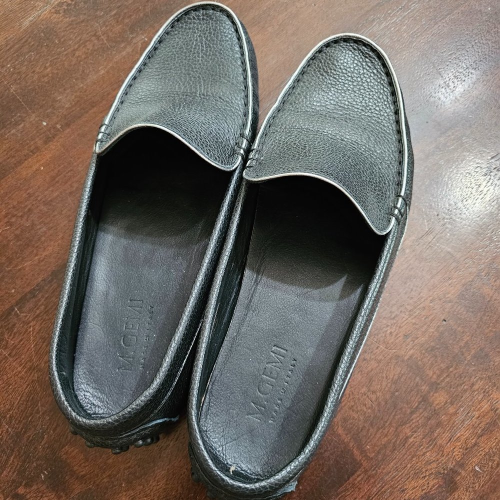M.Gemi Black Italian Leather Loafers